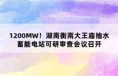 1200MW！湖南衡南大王庙抽水蓄能电站可研审查会议召开