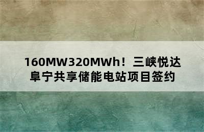 160MW320MWh！三峡悦达阜宁共享储能电站项目签约