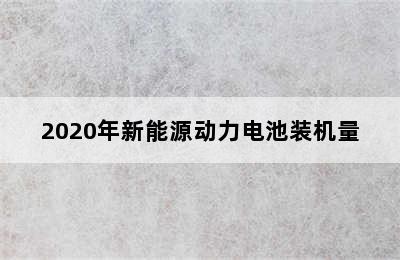 2020年新能源动力电池装机量