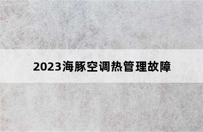 2023海豚空调热管理故障