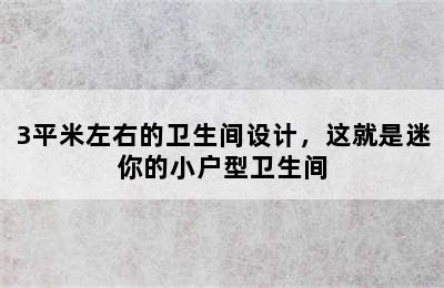 3平米左右的卫生间设计，这就是迷你的小户型卫生间