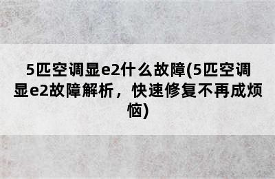 5匹空调显e2什么故障(5匹空调显e2故障解析，快速修复不再成烦恼)