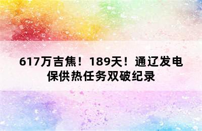 617万吉焦！189天！通辽发电保供热任务双破纪录