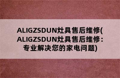 ALIGZSDUN灶具售后维修(ALIGZSDUN灶具售后维修：专业解决您的家电问题)