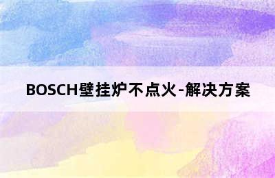 BOSCH壁挂炉不点火-解决方案