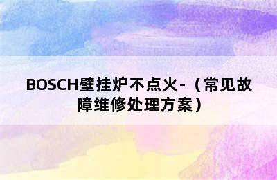 BOSCH壁挂炉不点火-（常见故障维修处理方案）