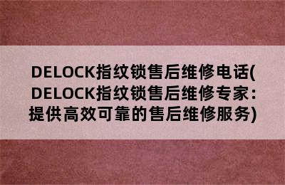 DELOCK指纹锁售后维修电话(DELOCK指纹锁售后维修专家：提供高效可靠的售后维修服务)