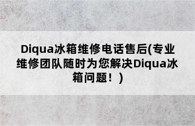 Diqua冰箱维修电话售后(专业维修团队随时为您解决Diqua冰箱问题！)