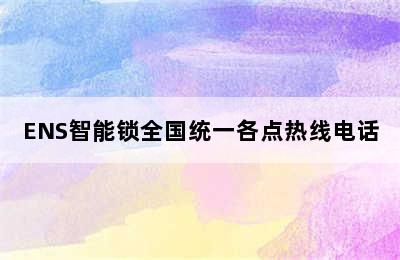 ENS智能锁全国统一各点热线电话