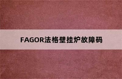 FAGOR法格壁挂炉故障码