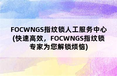 FOCWNGS指纹锁人工服务中心(快速高效，FOCWNGS指纹锁专家为您解锁烦恼)