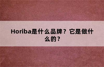 Horiba是什么品牌？它是做什么的？