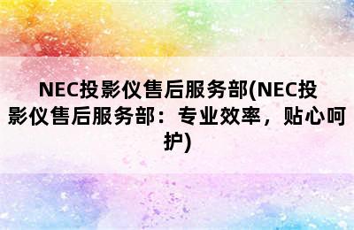 NEC投影仪售后服务部(NEC投影仪售后服务部：专业效率，贴心呵护)