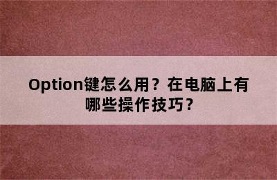 Option键怎么用？在电脑上有哪些操作技巧？