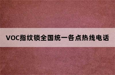 VOC指纹锁全国统一各点热线电话