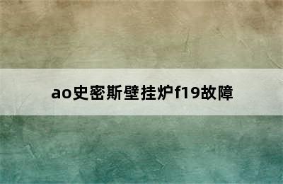 ao史密斯壁挂炉f19故障