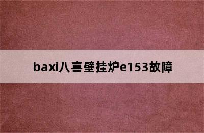 baxi八喜壁挂炉e153故障