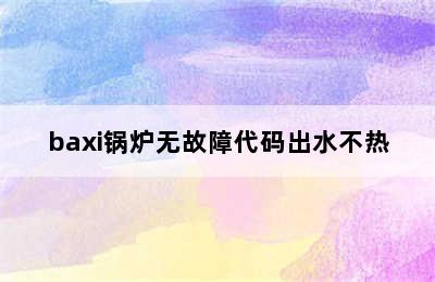 baxi锅炉无故障代码出水不热