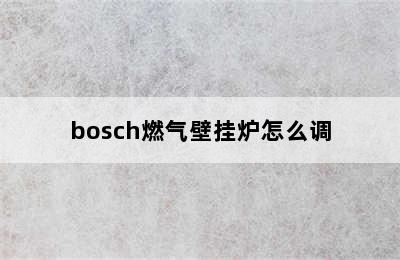 bosch燃气壁挂炉怎么调