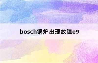 bosch锅炉出现故障e9