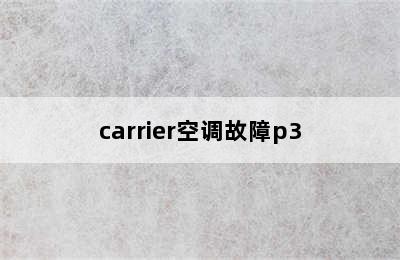 carrier空调故障p3