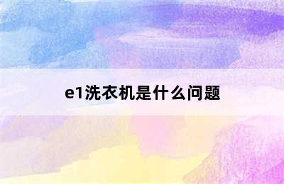 e1洗衣机是什么问题