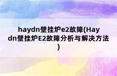 haydn壁挂炉e2故障(Haydn壁挂炉E2故障分析与解决方法)