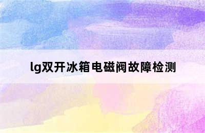 lg双开冰箱电磁阀故障检测