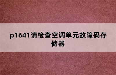 p1641请检查空调单元故障码存储器