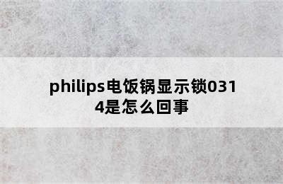 philips电饭锅显示锁0314是怎么回事