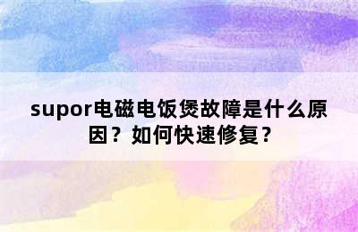 supor电磁电饭煲故障是什么原因？如何快速修复？