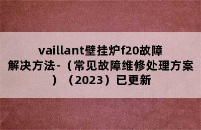 vaillant壁挂炉f20故障解决方法-（常见故障维修处理方案）（2023）已更新