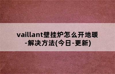 vaillant壁挂炉怎么开地暖-解决方法(今日-更新)