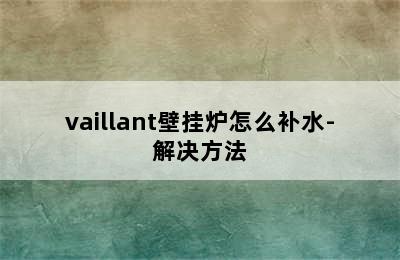 vaillant壁挂炉怎么补水-解决方法