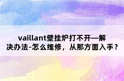 vaillant壁挂炉打不开—解决办法-怎么维修，从那方面入手？