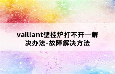 vaillant壁挂炉打不开—解决办法-故障解决方法