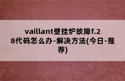 vaillant壁挂炉故障f.28代码怎么办-解决方法(今日-推荐)