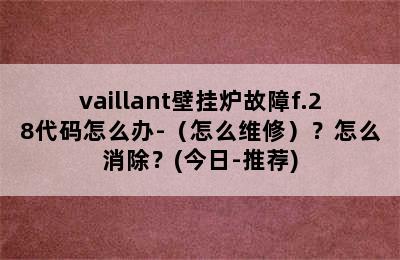 vaillant壁挂炉故障f.28代码怎么办-（怎么维修）？怎么消除？(今日-推荐)