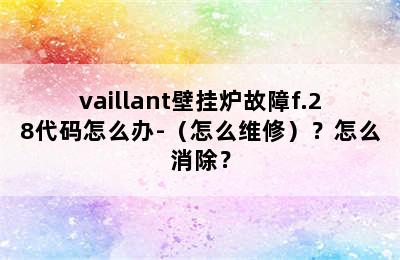 vaillant壁挂炉故障f.28代码怎么办-（怎么维修）？怎么消除？