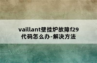 vaillant壁挂炉故障f29代码怎么办-解决方法