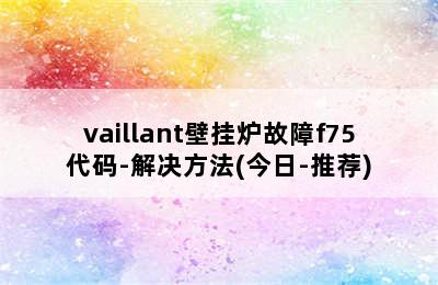 vaillant壁挂炉故障f75代码-解决方法(今日-推荐)