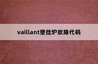 vaillant壁挂炉故障代码