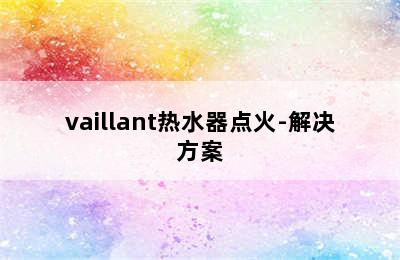 vaillant热水器点火-解决方案