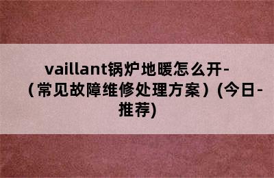 vaillant锅炉地暖怎么开-（常见故障维修处理方案）(今日-推荐)