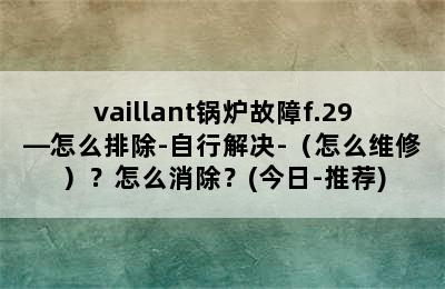 vaillant锅炉故障f.29—怎么排除-自行解决-（怎么维修）？怎么消除？(今日-推荐)