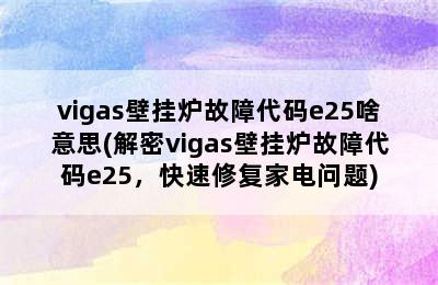 vigas壁挂炉故障代码e25啥意思(解密vigas壁挂炉故障代码e25，快速修复家电问题)