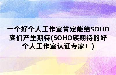 一个好个人工作室肯定能给SOHO族们产生期待(SOHO族期待的好个人工作室认证专家！)