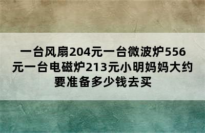 一台风扇204元一台微波炉556元一台电磁炉213元小明妈妈大约要准备多少钱去买