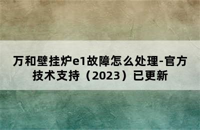 万和壁挂炉e1故障怎么处理-官方技术支持（2023）已更新