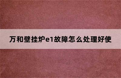 万和壁挂炉e1故障怎么处理好使